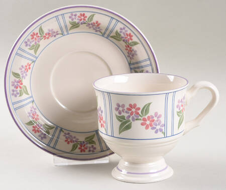Flower Border Footed Cup & Saucer Set