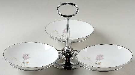 Francine 7" x 12" 3-Part Relish & Metal Stand (FR) HC