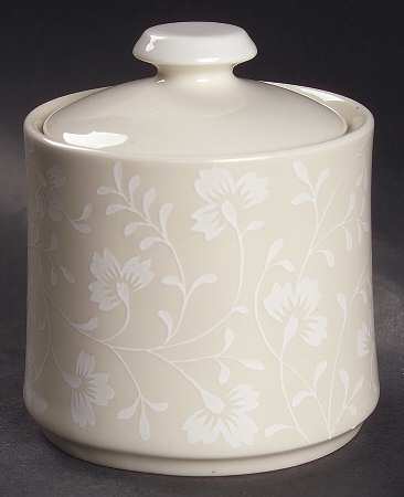 Fresh Flowers White Sugar Bowl & Lid