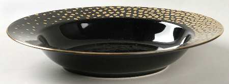 Gold Dust Black Rim Soup Bowl