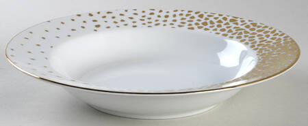 Gold Dust White Large Rim Soup Bowl