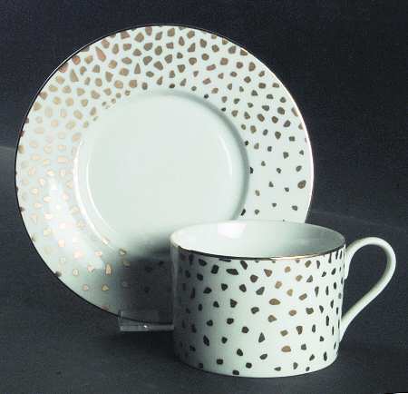 Gold Dust White Flat Cup & Saucer Set
