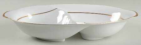 Gold Rose 11" Oval Divided Vegetable Bowl