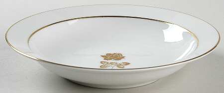 Gold Rose Rim Soup Bowl