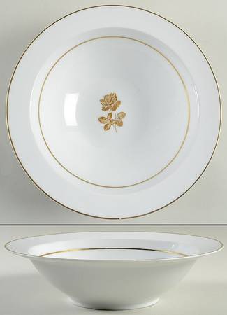 Gold Rose 10" Round Vegetable Bowl