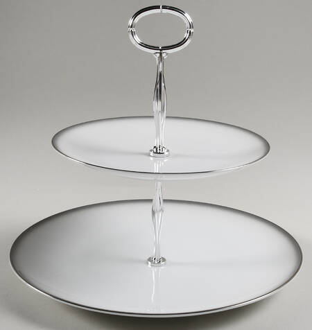 Grey Mist 6 5/8"-10"  2 Tiered Serving Tray (Dp, Sp) HC