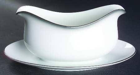 Grey Mist Gravy Boat with Attached Underplate