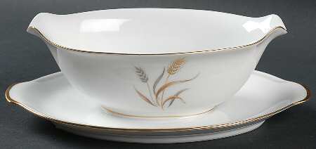 Harvest Gold Gravy Boat with Attached Underplate