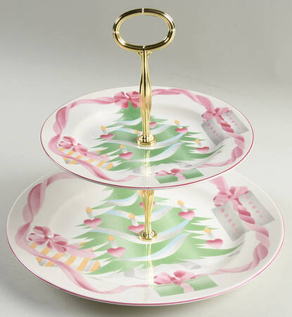 Home for Christmas (Indonesia) 6 5/8"-10"  2 Tiered Serving Tray (Dp, Sp) HC