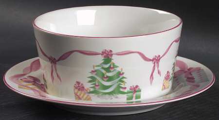 Home for Christmas (Indonesia) Round Gravy Boat & Underplate (Salad Plate)