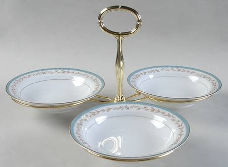Jacqueline 7" x 12" 3-Part Relish & Metal Stand (FR) HC