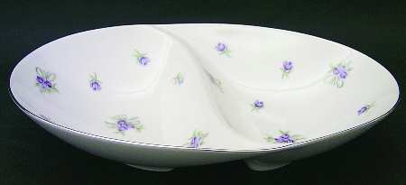Lavender 11" Oval Divided Vegetable Bowl