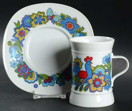 Market Place Flat Cup & Saucer Set