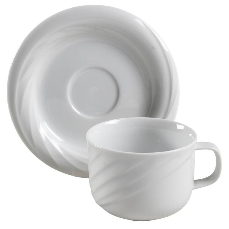 Monte Carlo White Flat Cup & Saucer Set