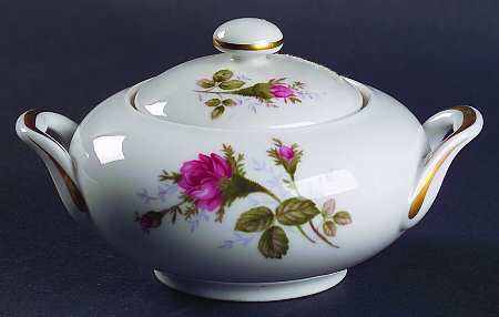 Moss Rose (Coupe Shape) Sugar Bowl & Lid