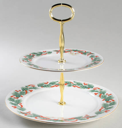 Noel 6 5/8"-10"  2 Tiered Serving Tray (Dp, Sp) HC