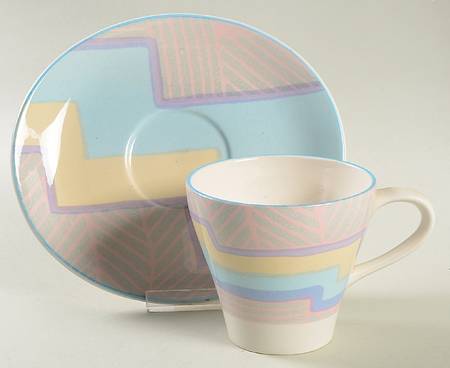 Nouveau Multicolor Flat Cup & Saucer Set