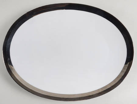 Ondine (Black & Platinum Bands) 15" Oval Serving Platter