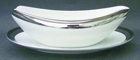 Ondine (Black & Platinum Bands) Gravy Boat & Underplate/Relish