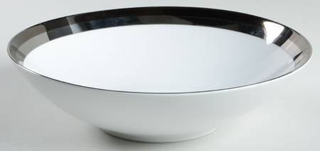 Ondine (Black & Platinum Bands) 9" Round Vegetable Bowl