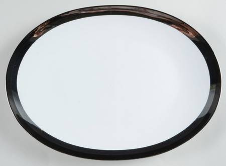 Ondine (Black & Platinum Bands) 14" Oval Serving Platter