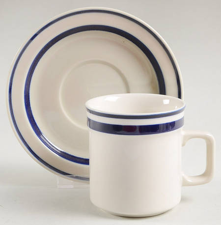 Orbit Blue Flat Cup & Saucer Set