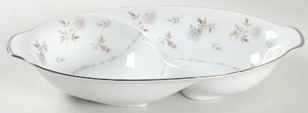 Petite Rose 11" Oval Divided Vegetable Bowl