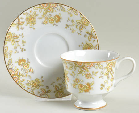 Persian Wood Footed Cup & Saucer Set