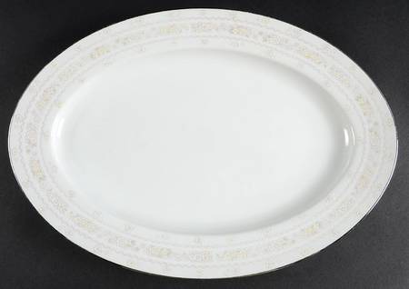 Pink Lace 14" Oval Serving Platter