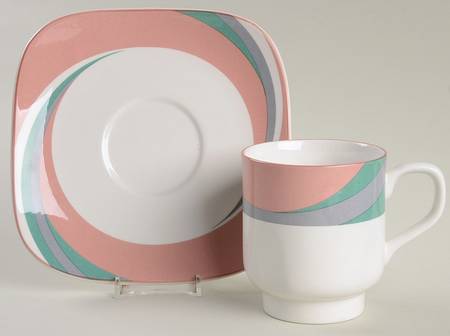 Pinwheel Pink Footed Cup & Saucer Set