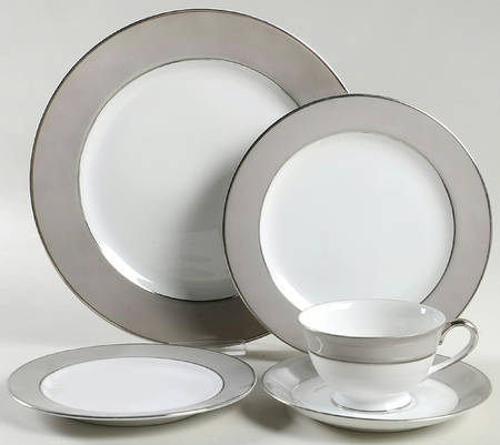 Platina (White with Gray Color Band) 5 Piece Place Setting