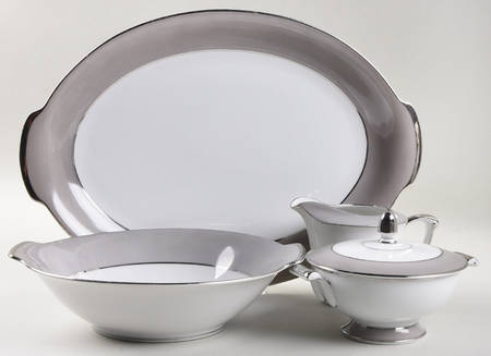 Platina (White with Gray Color Band) 5 Piece Hostess Set