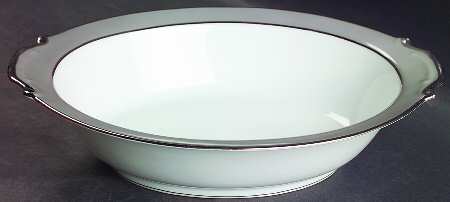 Platina (White with Gray Color Band) 11" Oval Vegetable Bowl