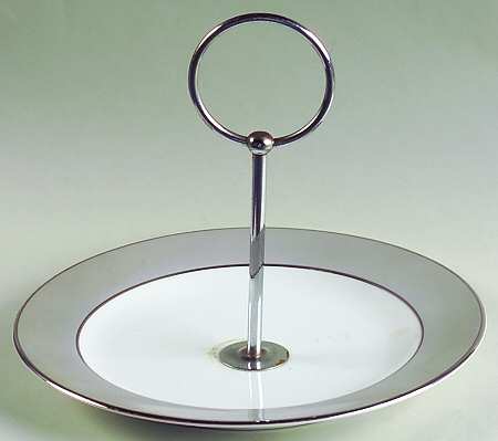 Platina (White with Gray Color Band) Salad Plate for 2-Tiered Serving Tray