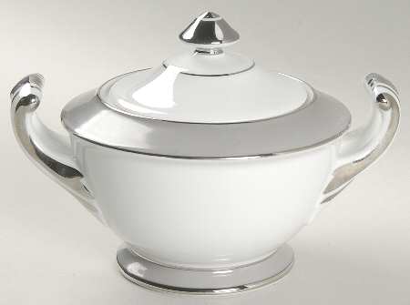 Platina (White with Gray Color Band) Sugar Bowl & Lid