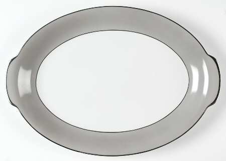 Platina (White with Gray Color Band) 16" Oval Serving Platter