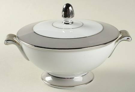 Platina (White with Gray Color Band) Sugar Bowl & Lid
