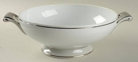 Platina (White with Gray Color Band) Round Vegetable No Lid