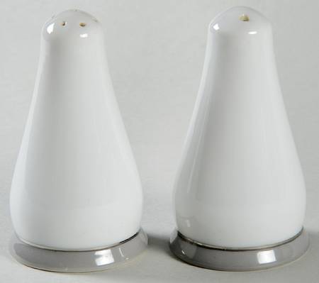 Platina (White with Gray Color Band) Salt & Pepper Set by Sango