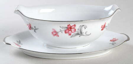 Primrose (No #, Coupe, Platinum Trim) Gravy Boat with Attached Underplate