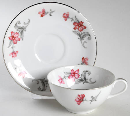 Primrose (No #, Coupe, Platinum Trim) Flat Cup & Saucer Set