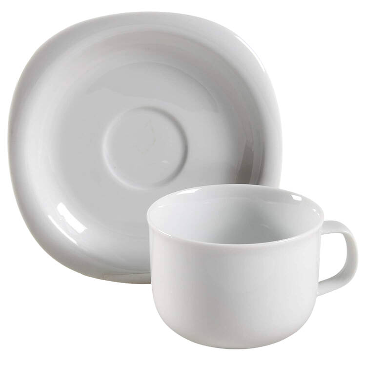 Pristine White Flat Cup & Saucer Set
