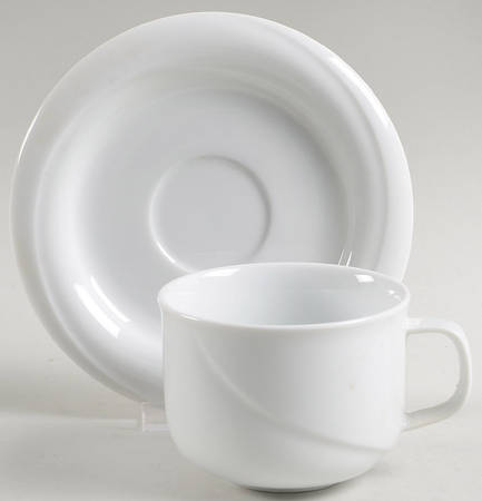 Riviera White Flat Cup & Saucer Set