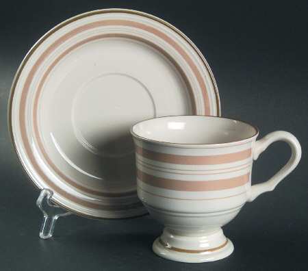 Roulette Beige Footed Cup & Saucer Set