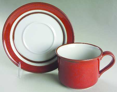 Scandia Sienna Flat Cup & Saucer Set by Sango