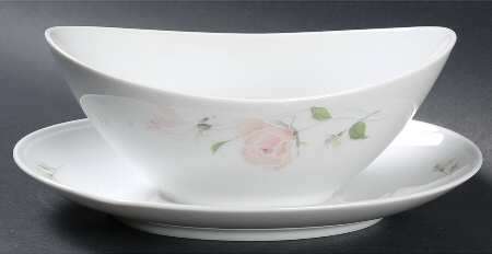 Sculpture Rose Gravy Boat with Attached Underplate