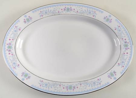 Serenade Light Blue 14" Oval Serving Platter