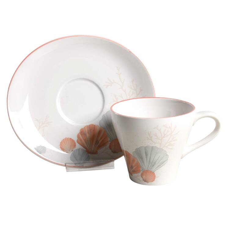 Sea Side Footed Cup & Saucer Set