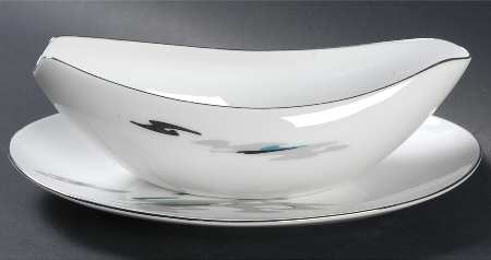 Silver Cloud (Platinum Trim) Gravy Boat & Underplate/Relish