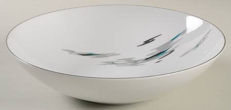 Silver Cloud (Platinum Trim) 9" Round Vegetable Bowl